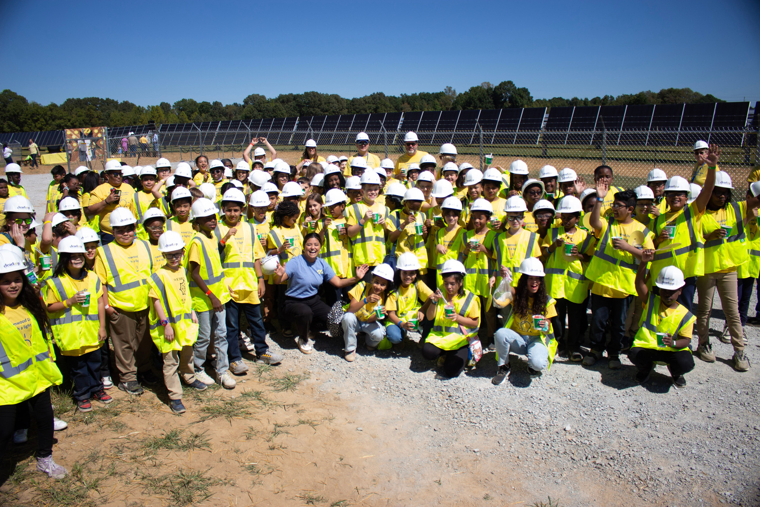 Celebrating with students at the Jackson, TN Solar Farm Flip the Switch Event